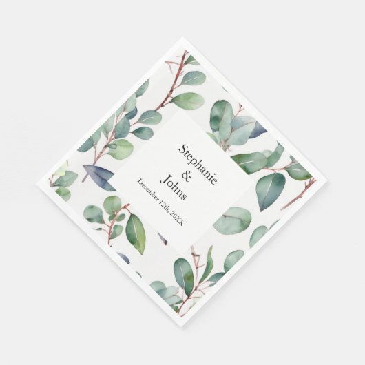 Eukalyptus Greenery Dusty Blue Art Einfache Hochze Serviette (Ecke)