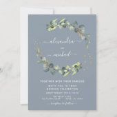 Eukalyptus Greenery Dusty Blue Elegant Wedding Einladung (Vorderseite)