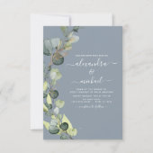 Eukalyptus Greenery Dusty Blue Elegant Wedding Einladung (Vorderseite)