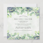 Eukalyptus Greenery Dusty Blue Floral Wedding Einladung (Vorderseite)