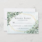 Eukalyptus Greenery Dusty Blue Geometric Wedding RSVP Karte (Vorderseite)