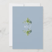 Eukalyptus Greenery Dusty Blue Monogram Wedding Einladung (Rückseite)