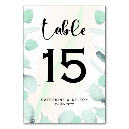 Eukalyptus Greenery Einfach und modern Tischnummer (Rückseite)