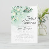 Eukalyptus Greenery Einfache Erste Kommune Einladung (Stehend Vorderseite)