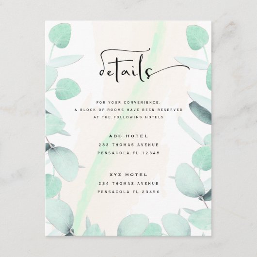 Eukalyptus Greenery Einfache und moderne Umgebung Begleitkarte (Vorderseite)