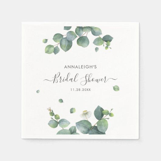 Eukalyptus Greenery Elegant Brautparty Paper Serviette (Vorderseite)