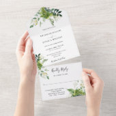 Eukalyptus Greenery Elegant Monogram Wedding All In One Einladung (Abreißen)