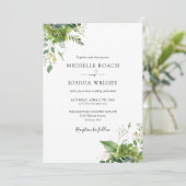 Eukalyptus Greenery Elegant Monogram Wedding Einladung (Stehend Vorderseite)