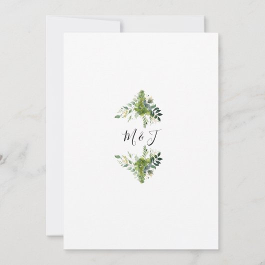 Eukalyptus Greenery Elegant Monogram Wedding Einladung (Rückseite)