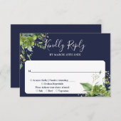 Eukalyptus Greenery Elegant Navy Blue Wedding RSVP Karte (Vorne/Hinten)