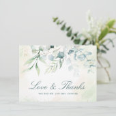 Eukalyptus Greenery Elegant Non Foto Wedding Dankeskarte (Stehend Vorderseite)