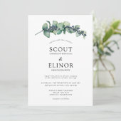 Eukalyptus Greenery Elegant Wedding Einladung (Stehend Vorderseite)