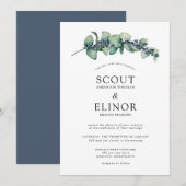 Eukalyptus Greenery Elegant Wedding Einladung (Vorne/Hinten)