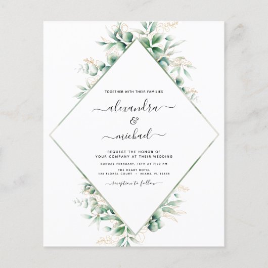 Eukalyptus Greenery Elegant Wedding Flyer (Vorne)