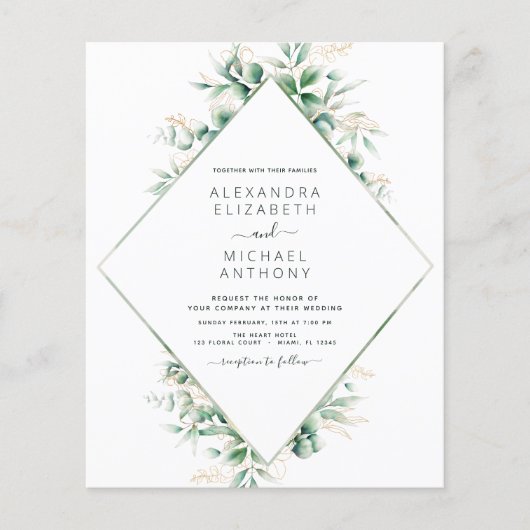 Eukalyptus Greenery Elegant Wedding Flyer (Vorne)