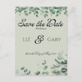 Eukalyptus Greenery Elegant Wedding Save the Date Postkarte (Vorderseite)