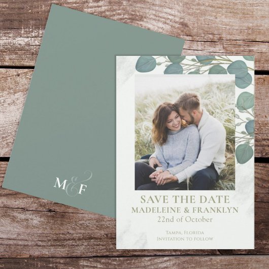 Eukalyptus Greenery Elegante Blätter Wasserfarben Einladung