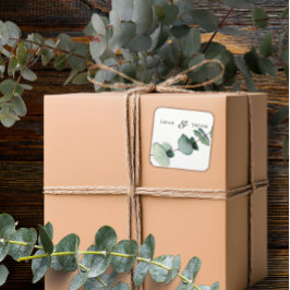 Eukalyptus Greenery Elegante Minimalistische Hochz Quadratischer Aufkleber