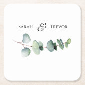 Eukalyptus Greenery Elegante Minimalistische Hochz Rechteckiger Pappuntersetzer (Vorderseite)