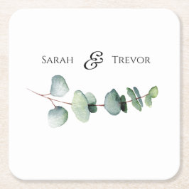 Eukalyptus Greenery Elegante Minimalistische Hochz Rechteckiger Pappuntersetzer