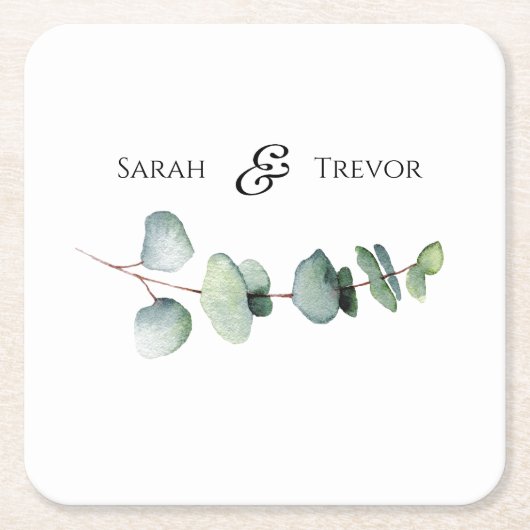 Eukalyptus Greenery Elegante Minimalistische Hochz Rechteckiger Pappuntersetzer (Vorderseite)