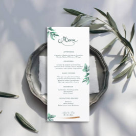 Eukalyptus Greenery Elegante Script Wedding Menükarte