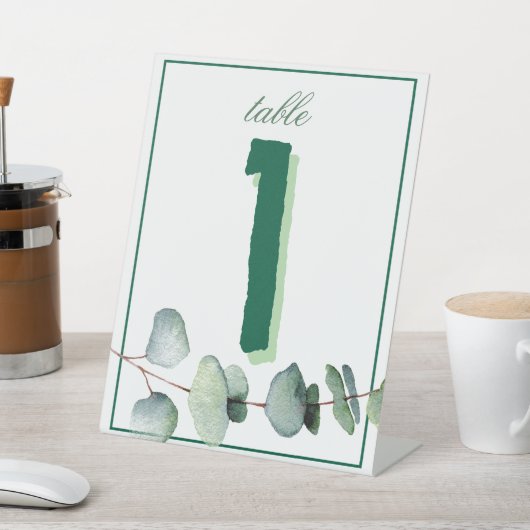 Eukalyptus Greenery Elegante Table Signs Sockelschild (In SItu)