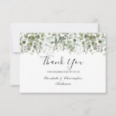 Eukalyptus Greenery Elegante Watercolor Wedding Dankeskarte (Vorderseite)