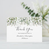 Eukalyptus Greenery Elegante Watercolor Wedding Dankeskarte (Stehend Vorderseite)