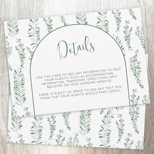 Eukalyptus Greenery Elegante Wedding Details Card RSVP Karte