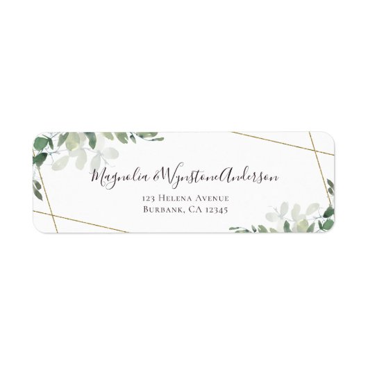 Eukalyptus Greenery Elegante Wedding Label (Vorne)