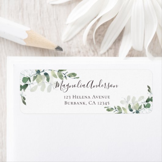 Eukalyptus Greenery Elegante Wedding Label (Insitu)