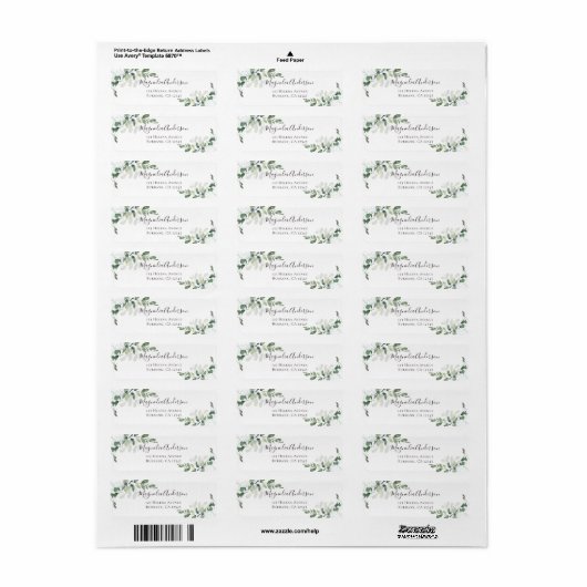 Eukalyptus Greenery Elegante Wedding Label (Vorne)