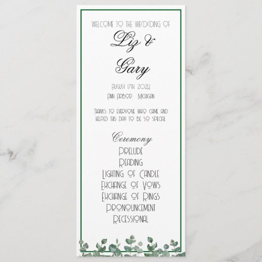 Eukalyptus Greenery Elegantes Minimalistisches Pro Programm (Vorderseite)