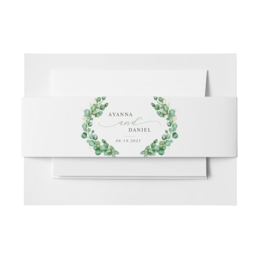 Eukalyptus Greenery Elegantes Skript Einladungsbanderole (Vorderseite Beispiel)