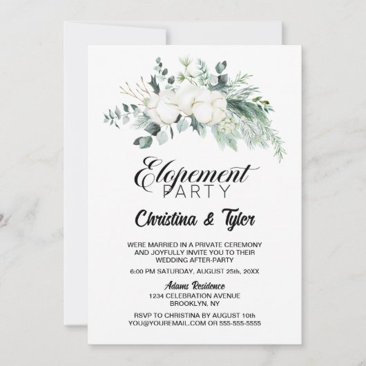 Eukalyptus Greenery Elopement Party Einladung (Vorderseite)