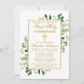 Eukalyptus Greenery Erste Kommunion Einladung (Vorderseite)
