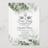 Eukalyptus Greenery Erste Kommunion Einladung (Vorne/Hinten)