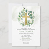 Eukalyptus Greenery Erste Kommunion Einladung (Vorderseite)