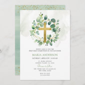 Eukalyptus Greenery Erste Kommunion Einladung (Vorne/Hinten)