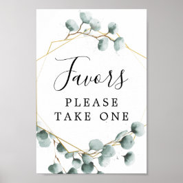 Eukalyptus Greenery Favors Sign Poster