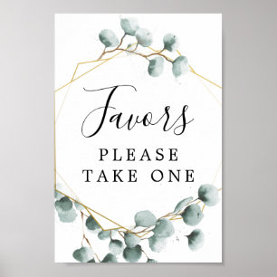 Eukalyptus Greenery Favors Sign Poster