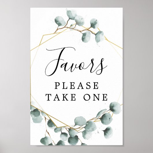 Eukalyptus Greenery Favors Sign Poster (Vorne)