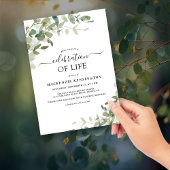 Eukalyptus Greenery-Feier zum Gedenken an das Lebe Einladung