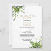 Eukalyptus Greenery-Feier zur Beerdigung des Leben Einladung (Vorderseite)