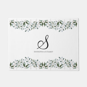Eukalyptus Greenery Floral Familienname Fußmatte