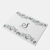 Eukalyptus Greenery Floral Familienname Fußmatte (Schrägansicht)