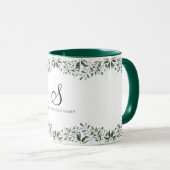 Eukalyptus Greenery Floral Familienname Tasse (VorderseiteRechts)