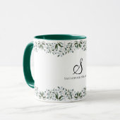 Eukalyptus Greenery Floral Familienname Tasse (Vorderseite Links)