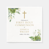 Eukalyptus Greenery Floral First Holy Communion Serviette (Vorderseite)